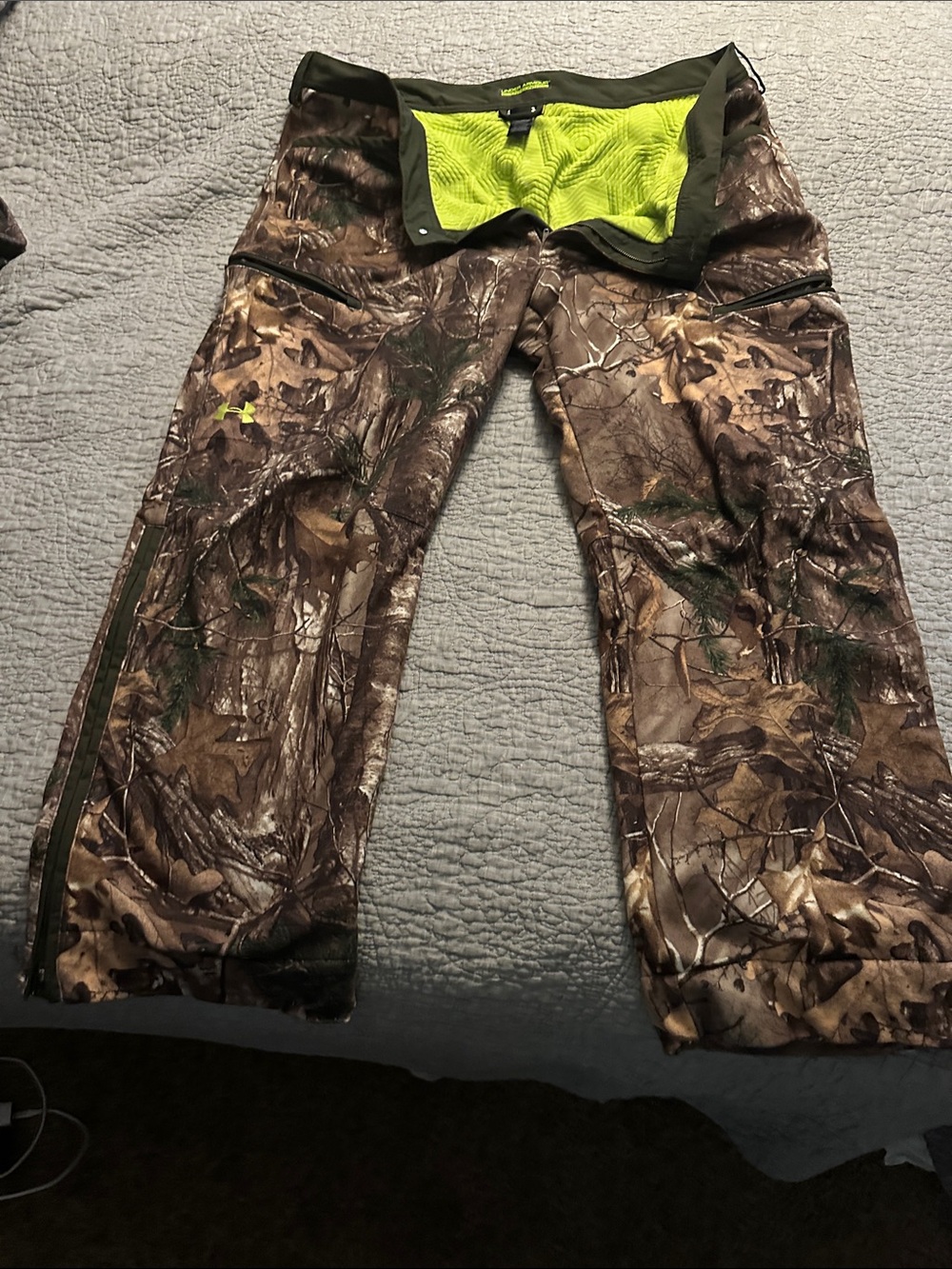 Under Armour Men’s Camo Sweatpants with Neon Liner - Brown/Green